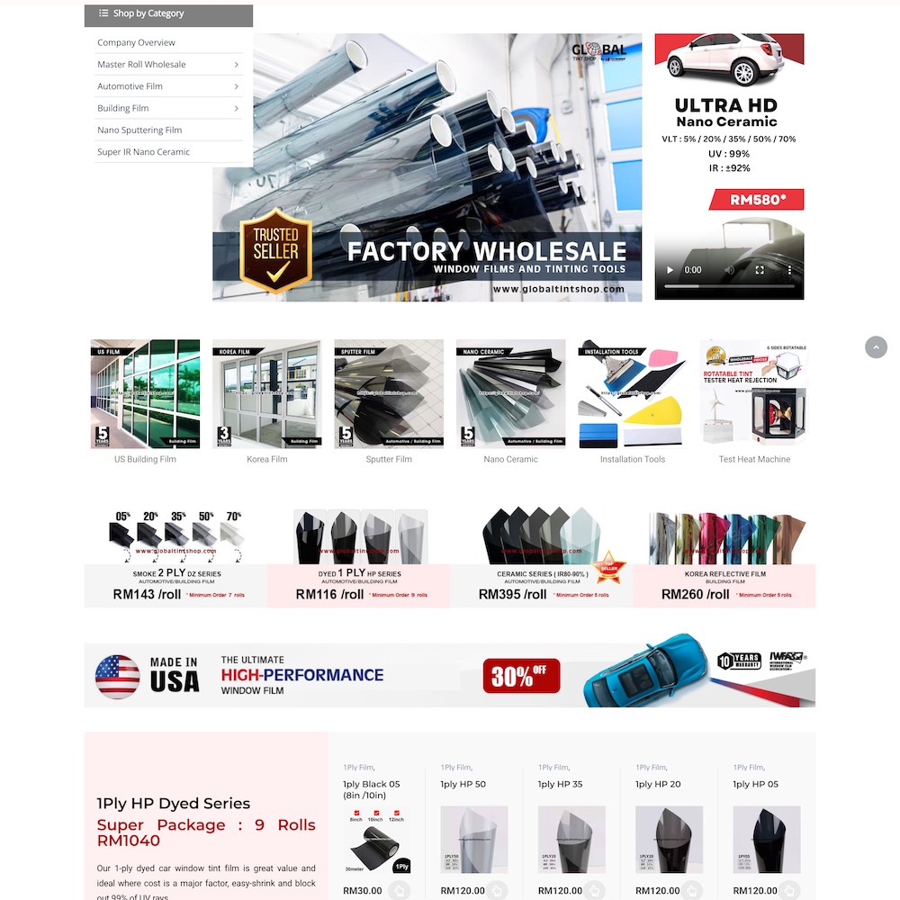 GlobalTintShop | Malaysia largest suppliers of wholesale tinted film